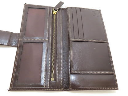 FENDI Zucchino Vinyl and Leather Long Wallet, Brown, Pen Stain