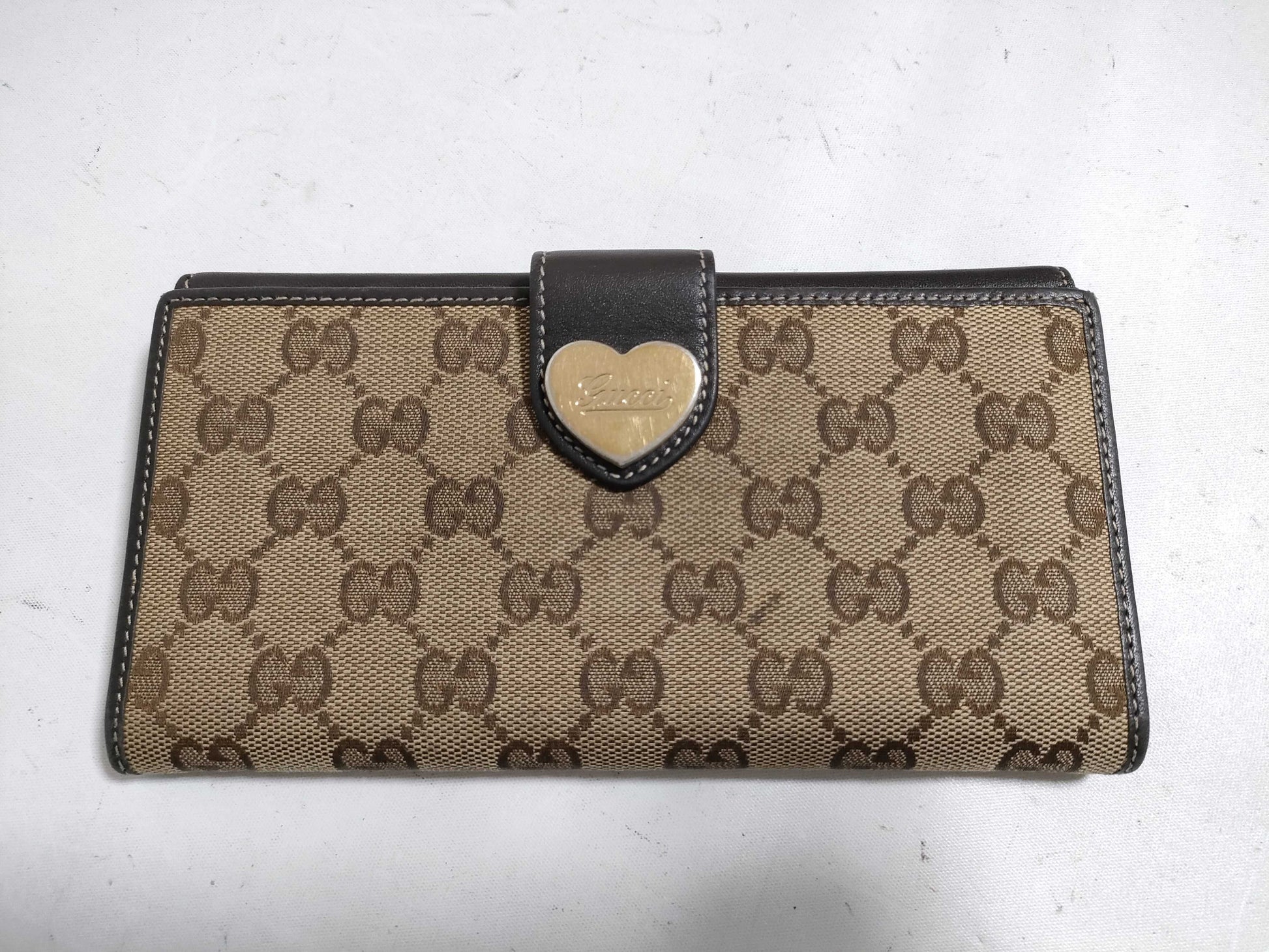 GUCCI GG Canvas Long Wallet with Double Hook, 203550/534563, Beige