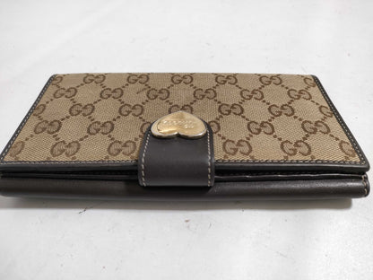 GUCCI GG Canvas Long Wallet with Double Hook, 203550/534563, Beige