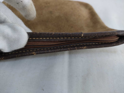 LOEWE Anagram Suede Pouch Brown