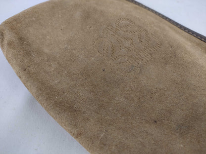 LOEWE Anagram Suede Pouch Brown