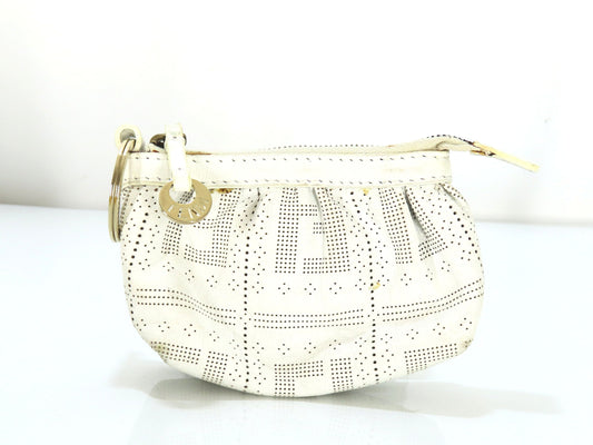 FENDI Zucca pattern leather pouch white pouch