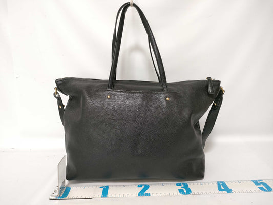 Salvatore Ferragamo Gancini Leather 2-Way Tote Bag AB-21F 651 Black