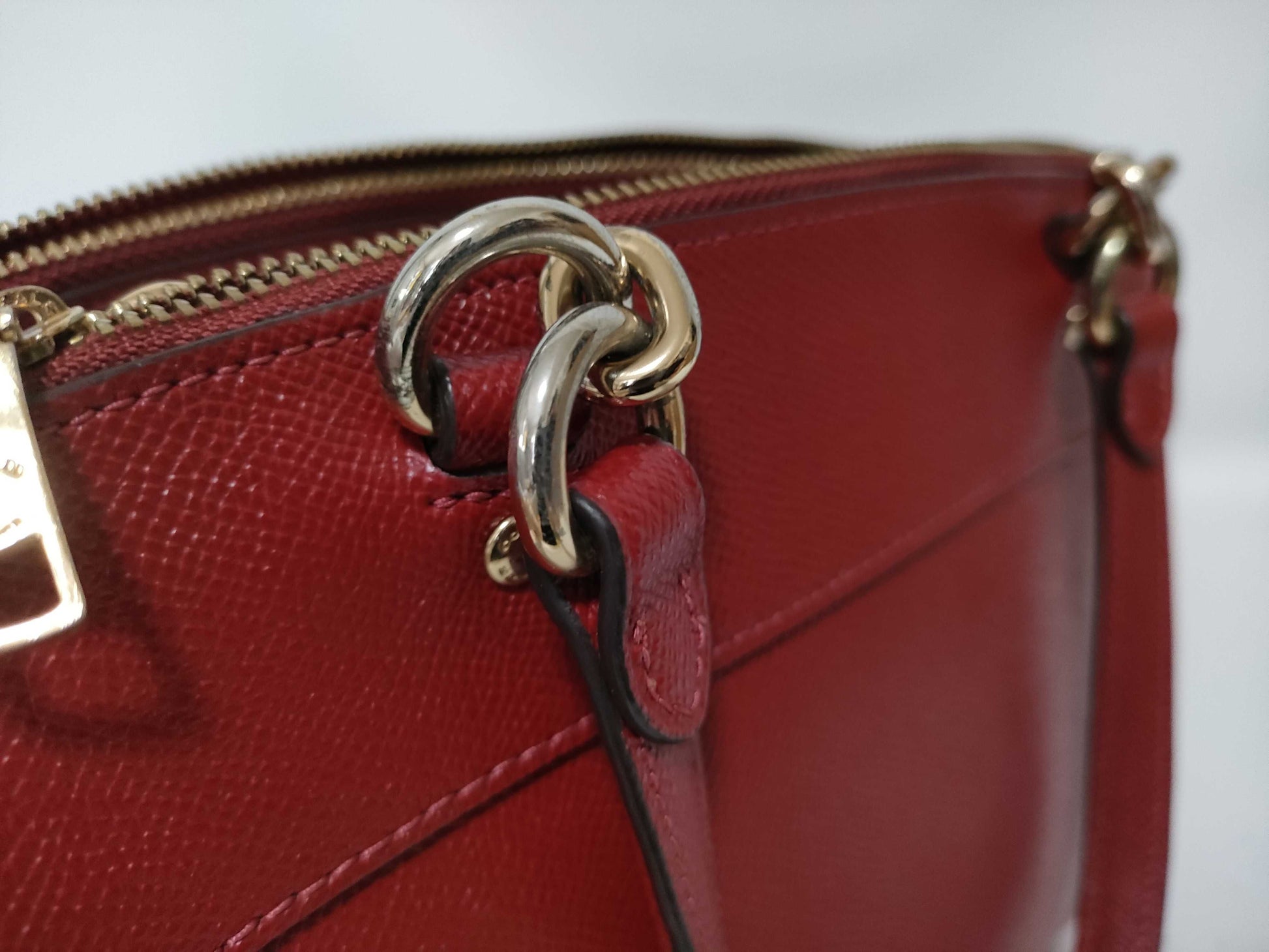 COACH Leather 2-Way Handbag F25395 Red Handbag