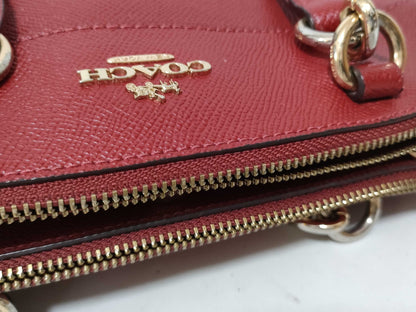 COACH Leather 2-Way Handbag F25395 Red Handbag