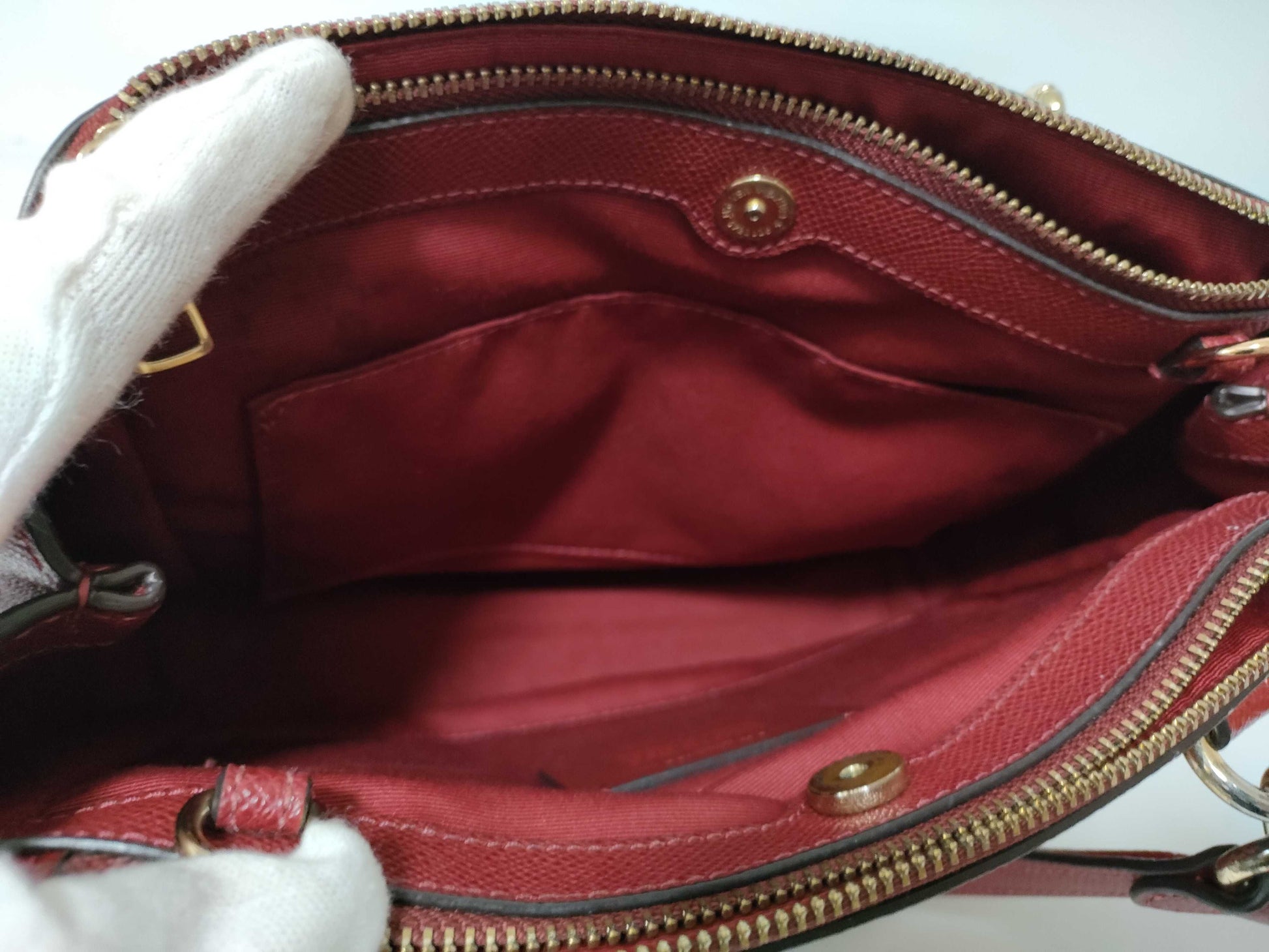 COACH Leather 2-Way Handbag F25395 Red Handbag