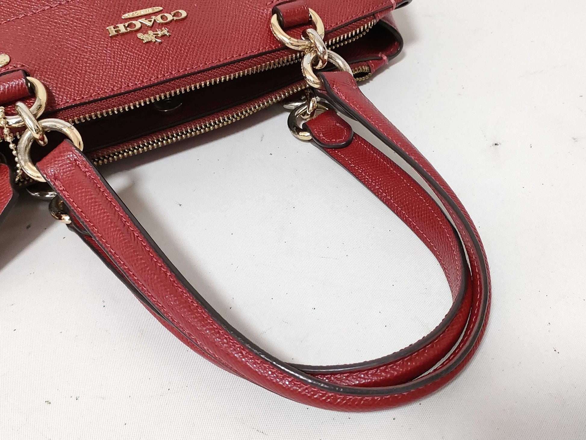 COACH Leather 2-Way Handbag F25395 Red Handbag
