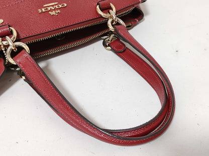 COACH Leather 2-Way Handbag F25395 Red Handbag