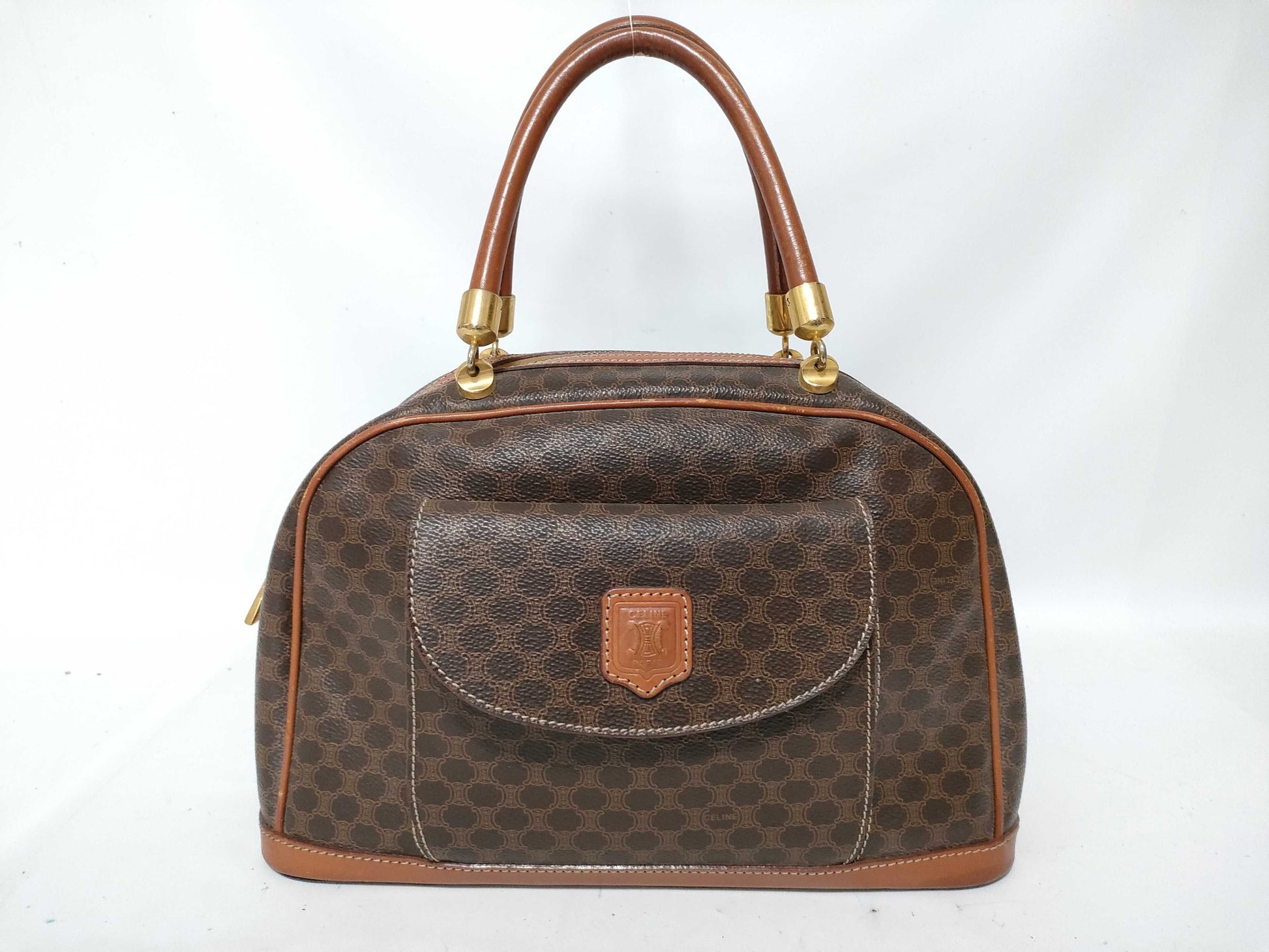 CELINE Macadam PVC and Leather Handbag M95 Brown
