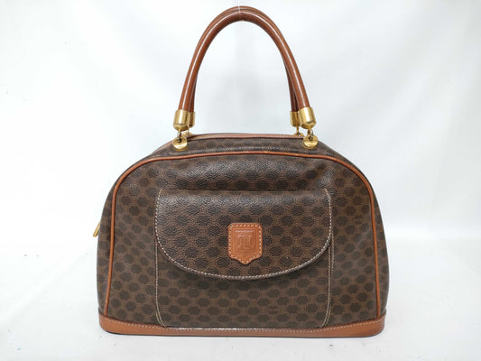 CELINE Macadam PVC and Leather Handbag M95 Brown