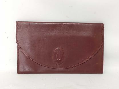 Cartier Must Cartier Leather Clutch Bag Bordeaux Clutch Bag
