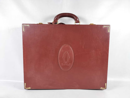Cartier Must Line Leather Trunk Case Bordeaux Business Bag