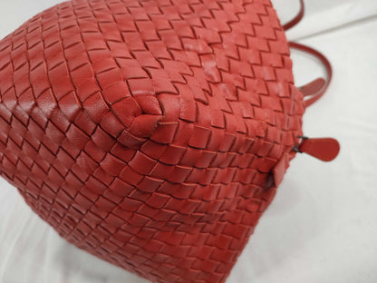 BOTTEGA VENETA Intrecciato Leather Shoulder Bag in Red