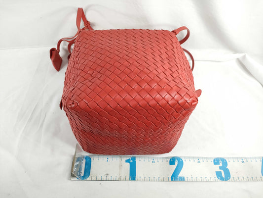 BOTTEGA VENETA Intrecciato Leather Shoulder Bag in Red