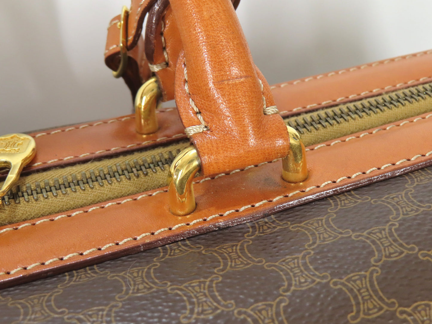 CELINE Macadam PVC and Leather 2-Way Boston Bag M94 Brown Boston Bag