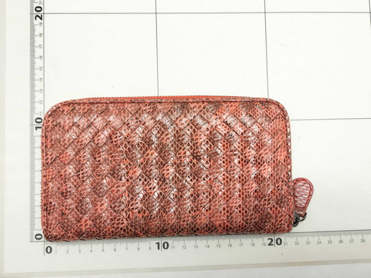 BOTTEGA VENETA Intrecciato Leather Long Wallet with Zip-Around Design, Orange