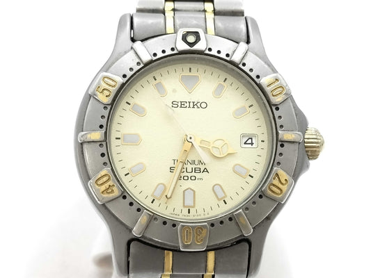 SEIKO Scuba 7N35-6100 510611 Quartz Gold Dial Boys' Watch 