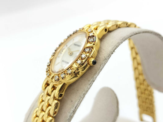 SEIKO Exceline 1F20-6D80 630023 Quartz Women's Watch with Shell Dial, Not Working, No Operational Guarantee