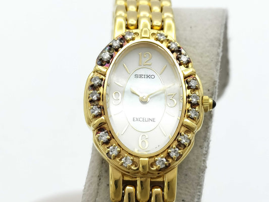 SEIKO Exceline 1F20-6D80 630023 Quartz Women's Watch with Shell Dial, Not Working, No Operational Guarantee
