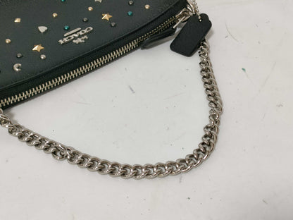 COACH Studded Leather One-Shoulder Bag F23595 Black Shoulder Bag