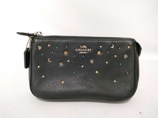 COACH Studded Leather One-Shoulder Bag F23595 Black Shoulder Bag