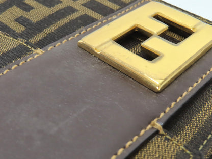 FENDI Zucca Canvas and Leather One-Shoulder Bag, Black and Brown