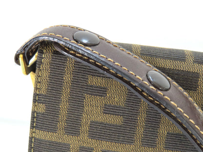 FENDI Zucca Canvas and Leather One-Shoulder Bag, Black and Brown