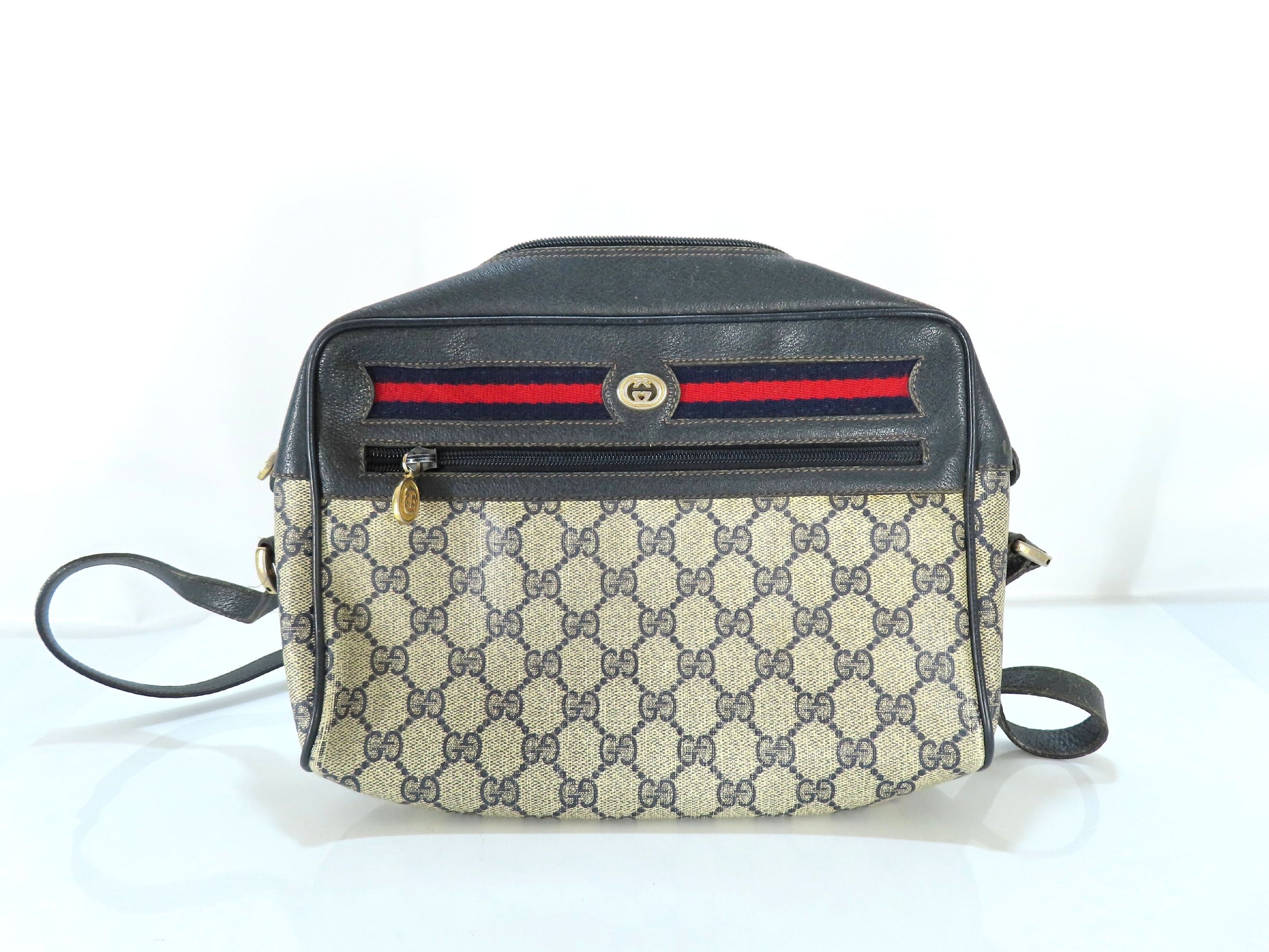 GUCCI Sherry Line GG Supreme Shoulder Bag 56.02.088 Navy Shoulder Bag