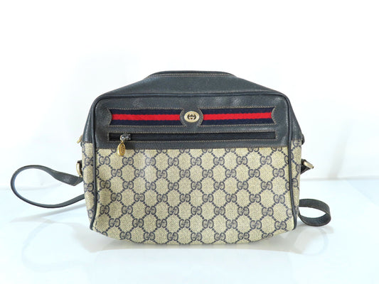 GUCCI Sherry Line GG Supreme Shoulder Bag 56.02.088 Navy Shoulder Bag