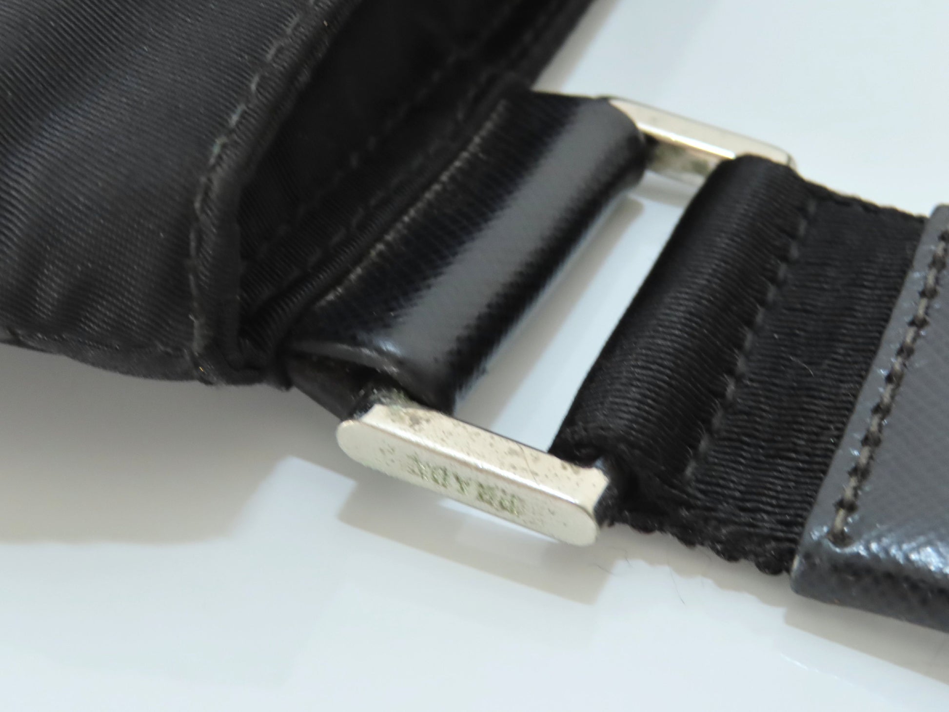 PRADA Tessuto Shoulder Bag BT175Z Black with Triangle Logo Plate