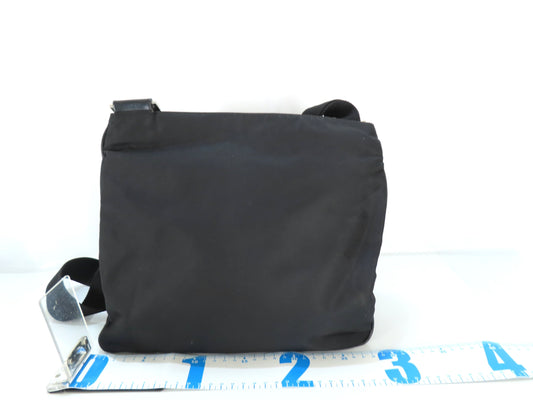 PRADA Tessuto Shoulder Bag BT175Z Black with Triangle Logo Plate