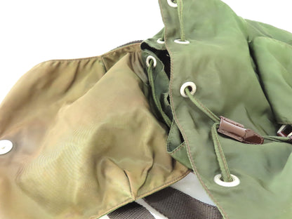 PRADA Prada Triangle Plate Tessuto Backpack Green Backpack
