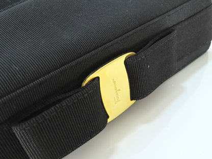 Salvatore Ferragamo Vara Ribbon Nylon Canvas Shoulder Bag AQ215231 Black Shoulder Bag