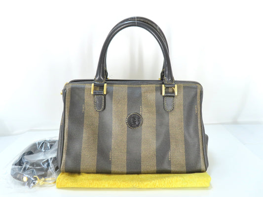 FENDI Pecan PVC 2-way Shoulder Bag 119259022058 Khaki x Black Shoulder Bag