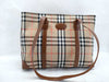 Burberrys Check Pattern Nylon Canvas and Leather Tote Bag, Brown