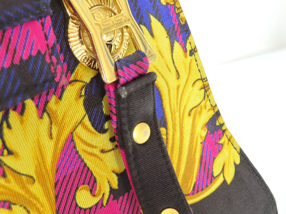 Versace Baroque Nylon Canvas Tote Bag, Purple and Multicolor
