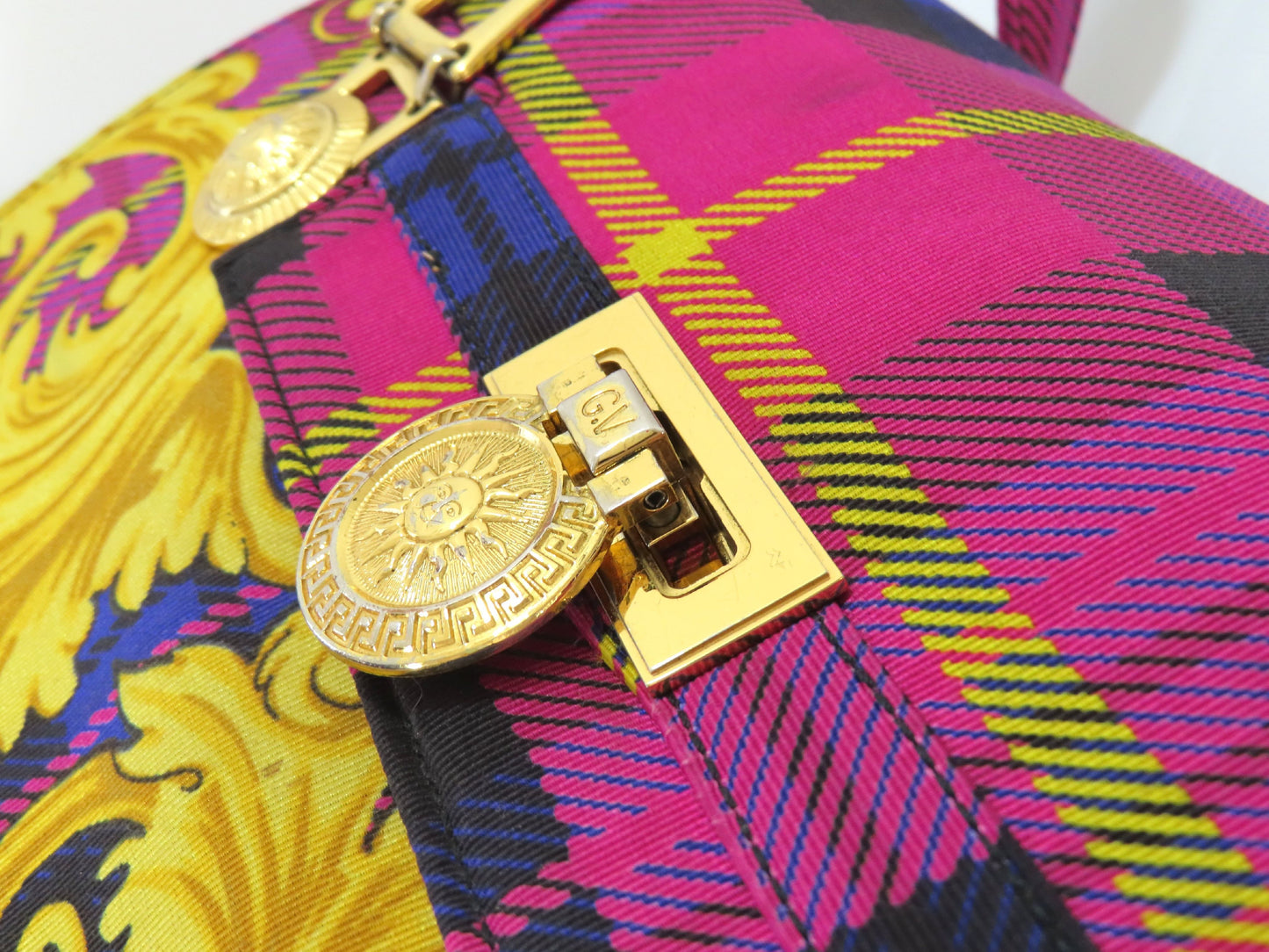 Versace Baroque Nylon Canvas Tote Bag, Purple and Multicolor