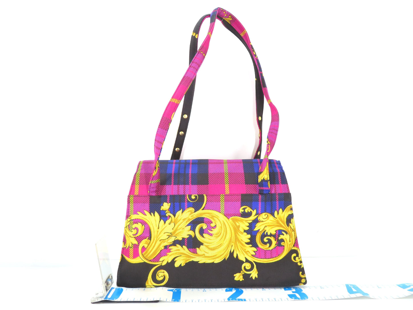 Versace Baroque Nylon Canvas Tote Bag, Purple and Multicolor