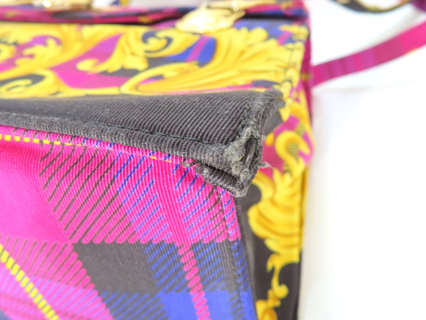 Versace Baroque Nylon Canvas Tote Bag, Purple and Multicolor