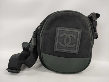 CHANEL Sport Line Canvas Shoulder Bag 8557503 Black x Green Shoulder Bag