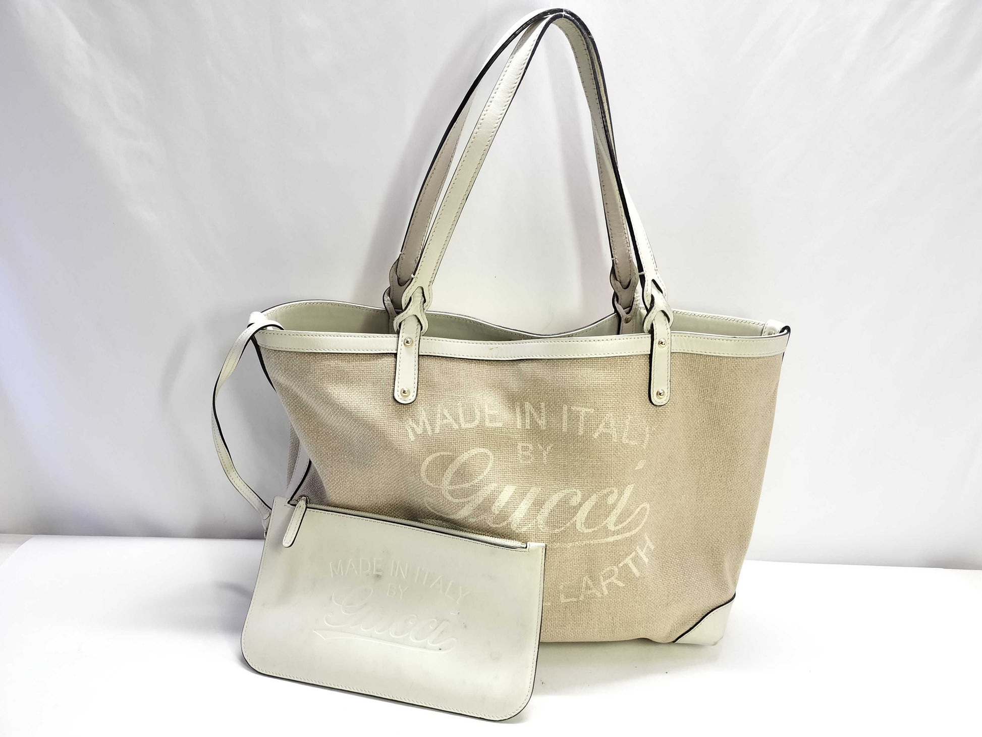 GUCCI Canvas Handbag 247209 525040 Ivory Tote Bag