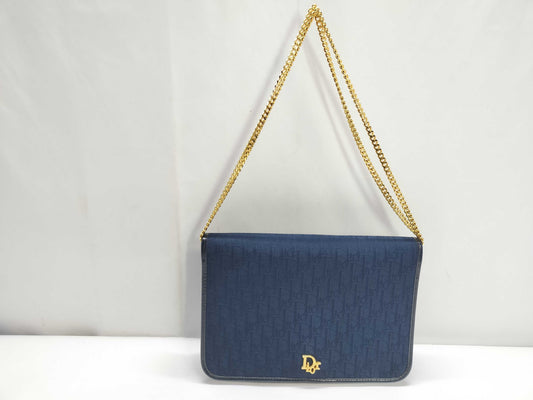 Dior Trotter Christian Dior Trotter Canvas Chain Shoulder Bag Navy