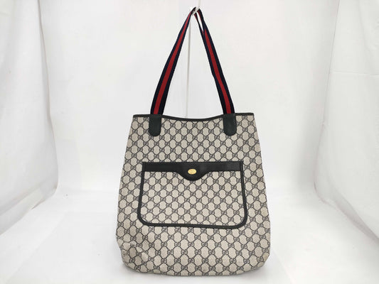 GUCCI Sherry Line GG Supreme Tote Bag 904.02.003 Gray x Navy Tote Bag