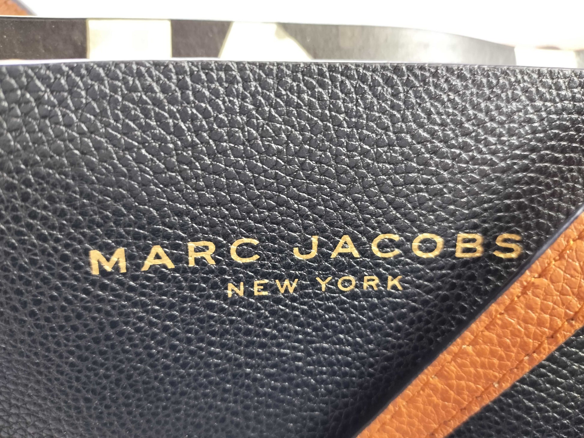 MARC JACOBS Leather Tote Bag Black x White Tote Bag