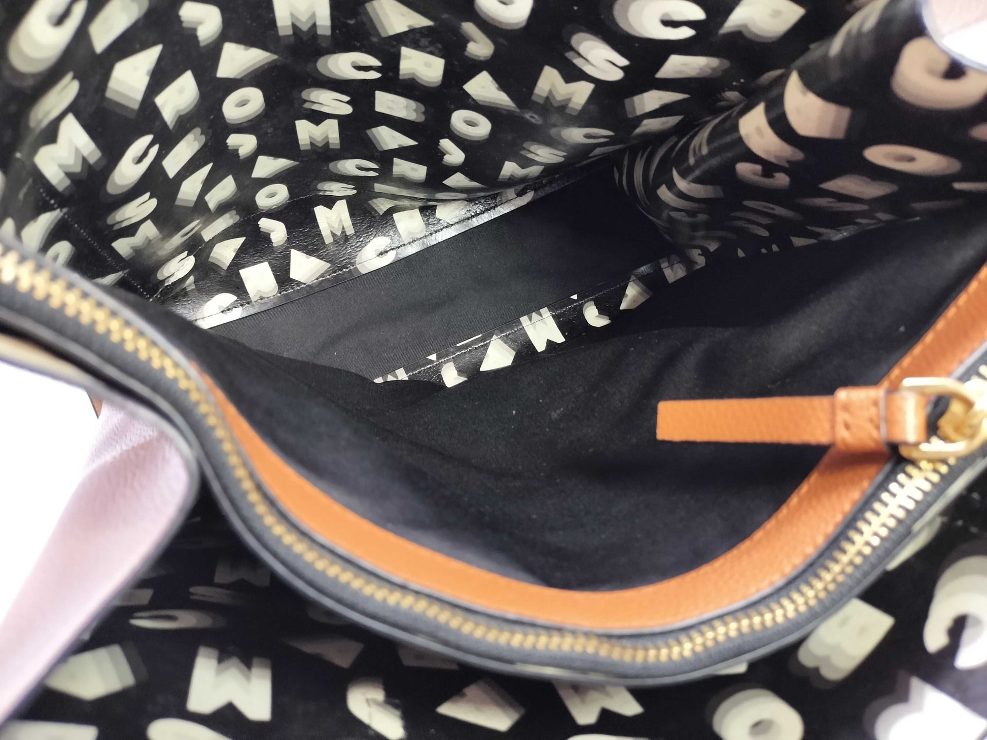 MARC JACOBS Leather Tote Bag Black x White Tote Bag