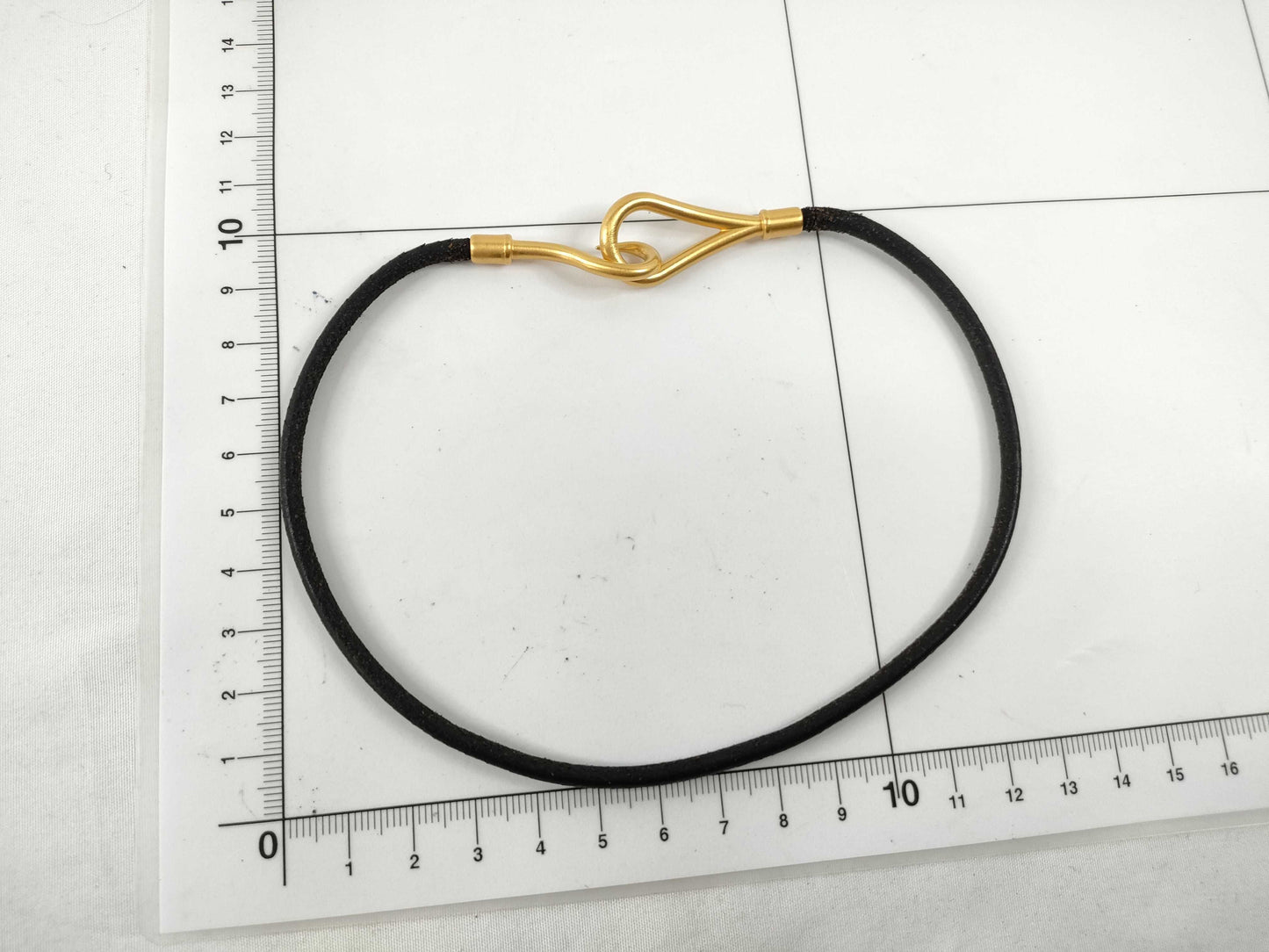 HERMES Jumbo Choker Leather x GP Dark Brown x Gold Necklace