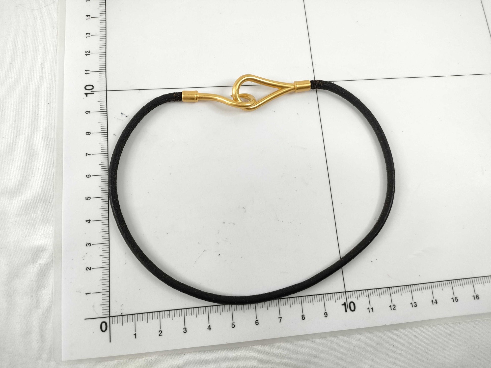 HERMES Jumbo Choker Leather x GP Dark Brown x Gold Necklace