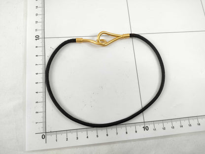 HERMES Jumbo Choker Leather x GP Dark Brown x Gold Necklace