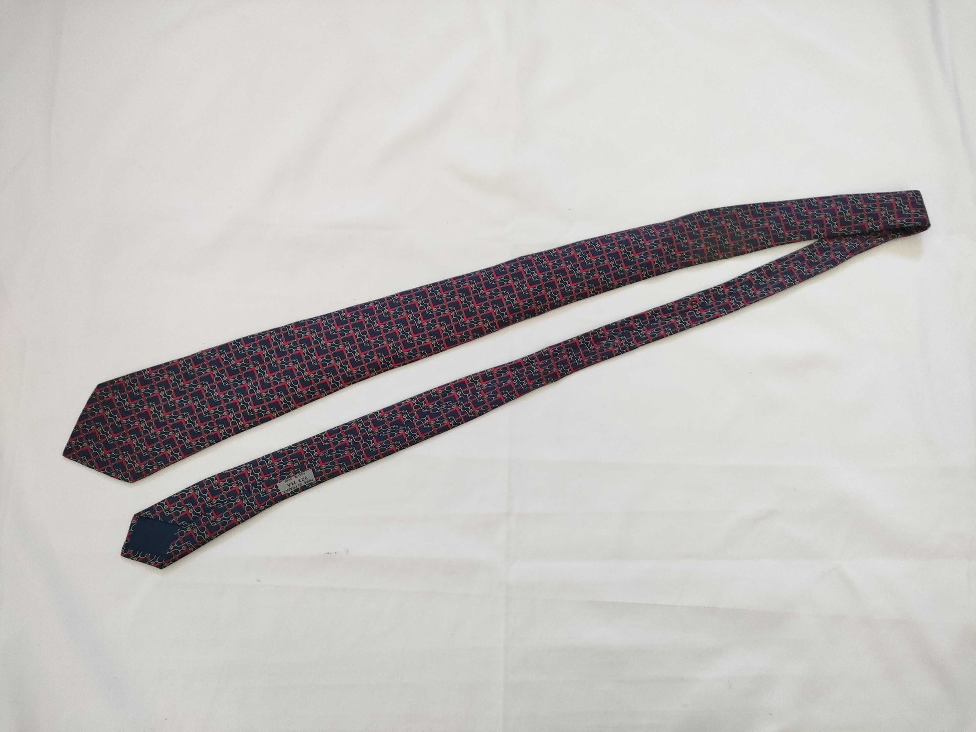 HERMES All-Over Print Silk Tie Navy Other Accessories