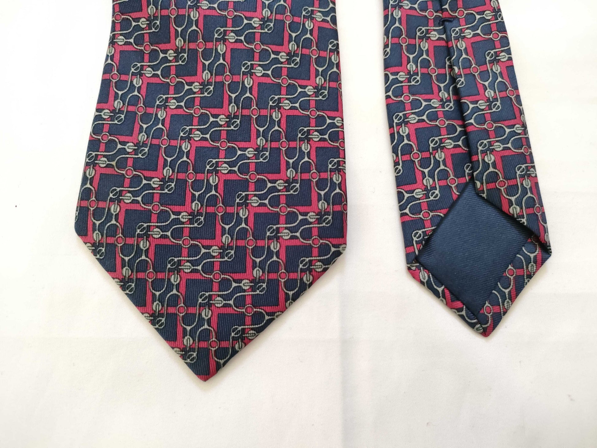 HERMES All-Over Print Silk Tie Navy Other Accessories
